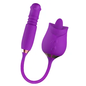 Vibrador de lengua flexible para lamer la vagina en forma de rosa, succionador de pezón, Juguetes sexuales para lamer el clítoris, vibrador de rosas para mujeres