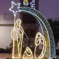Navidad Décorations De Cour Extérieure De Noël 3d Grand Led Motif Lumières Jésus Statue Nativité Scène Ensemble De Noël Led Affichage