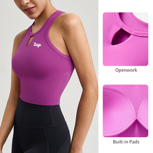 Camiseta <span class=keywords><strong>de</strong></span> <span class=keywords><strong>tirantes</strong></span> deportiva <span class=keywords><strong>de</strong></span> verano para mujer, <span class=keywords><strong>de</strong></span> secado rápido, transpirable, <span class=keywords><strong>de</strong></span> alta elasticidad, con cuello redondo y espalda cruzada, con almohadillas fijas incorporadas - Product Image 4