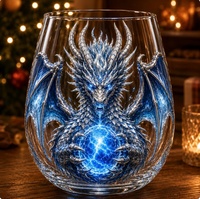 Table de bar fantaisie audacieuse décorée à la main, avec écailles de dragon rouge et noires, cornes de bronze et orb lumineux, cadeau de nuit, directement de l'usine
