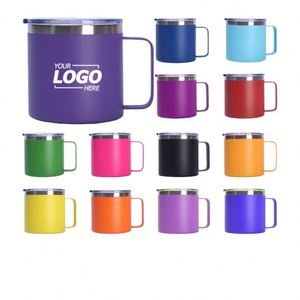Taza de Viaje de Acero Inoxidable de 14 oz con Asa: Taza de Café con Aislamiento de Doble Pared para Regalos Promocionales - Product Image 1