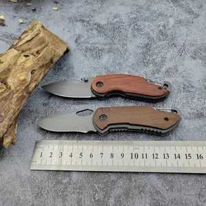 High Quality EDC Outdoor Survival Custom Mini Small Utility Wooden Handle Pocket Knife Folding