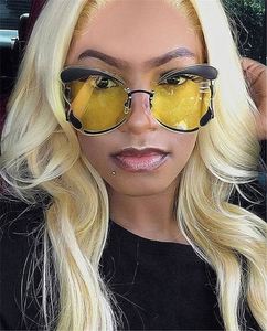 Lunettes de soleil tendance de luxe 2019 pour femmes, couleur jaune, effet papillon rouge, protection UV400, style œil de chat, surdimensionnées - Product Image 3