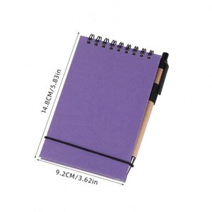 Carnet de notes promotionnel en cuir PU écologique, couverture rigide, reliure spirale, fermeture élastique, mini bloc-notes scolaire en gros avec stylo pour entreprise - Product Image 4