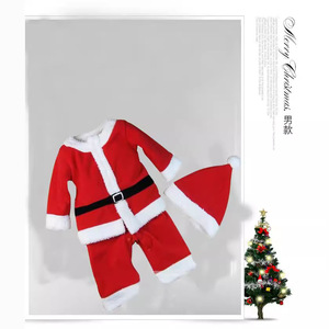 Costume de Noël pour enfants, costume de Père Noël rouge pour garçons avec chapeau pour spectacle et fête, style européen, ensemble 4 pièces - Product Image 1