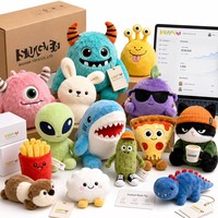 Ensemble de figurines en peluche de luxe sur le thème des monstres, breloques en peluche Alien, Pizza, Dinosaure