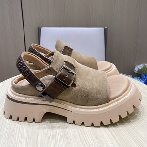 Soldes d'été : Sandales mules à bride unique en cuir de vachette véritable pour femme, à bout ouvert, portables de deux façons, à semelle épaisse - Product Image 2