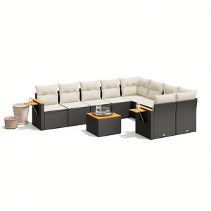 Ensemble de canapés de jardin en rotin noir avec pieds réglables, mobilier d'extérieur de style contemporain, ensemble de jardin 6 places - Product Image 1