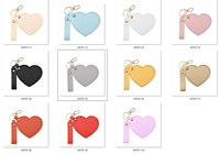Zonyin Cadeau Saint-Valentin Miroir de Maquillage en Forme de Cœur Porte-Clés en Cuir PU Verre HD Miroirs de Voyage de Poche Personnalisés pour Femmes Filles