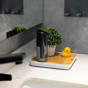 Bandeja de bambú para drenaje de cocina y baño, bandeja de servicio para mesa Kongfu, bandeja de almacenamiento de agua para té - Product Image 4