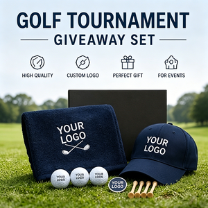 Ensemble <span class=keywords><strong>cadeau</strong></span> personnalisé pour tournoi de golf avec serviette de golf, casquette, marqueur de balle de golf et tees pour événements de club, promotion de la journée du golf d'entreprise - Product Image 1