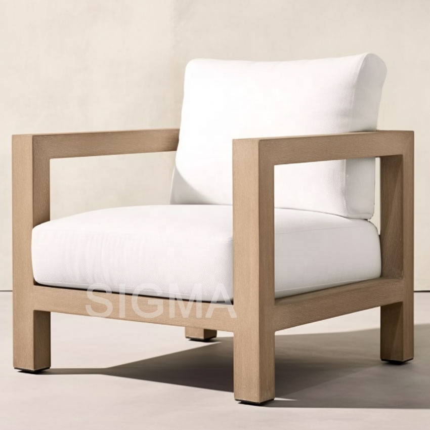 New arrival hotel garden furniture patio sofa set solid wood frame outdoor couch