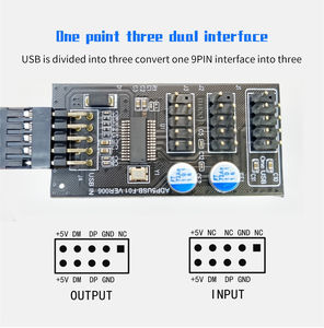 Konektor Hub USB 2.0 9 Pin, Pembagi USB 1 ke 3 USB2.0 9Pin Header Board + Kabel 30cm untuk Pendingin Air, Kipas LED RGB, Pengujian Kecepatan - Product Image 4