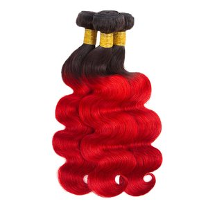 8A Đỏ Bó Sợi Tóc Người Ombre Sóng Cơ Thể Màu Đen Và Đỏ Tía Bó Sợi Tóc Người Màu Đỏ Chưa Qua Chế Biến Brazil Tóc Trinh Nữ - Product Image 6
