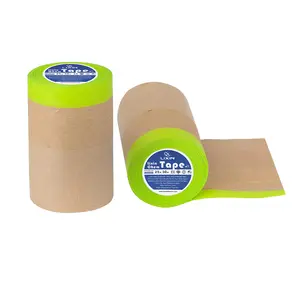 PE Printed Protective Automotive Car Painting Resistant Kraft Brown Masking Film Tape