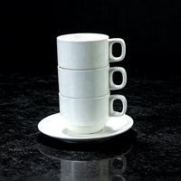Tasses et soucoupes à cappuccino en céramique empilables, service à thé en porcelaine, tasses à café, tasses à expresso blanches pour latte/thé/lait