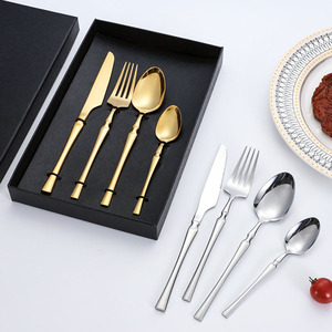 Giá Rẻ Thép Không Gỉ Dao Và Ngã Ba Bộ 4 Pcs <span class=keywords><strong>Set</strong></span> 24-Mảnh Đen Bạc Bộ - Product Image 3