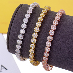 Wholesale Bulk Women 925 Sterling Silver Iced Out Cluster Flower Vvs Diamond Moissanite Tennis Bracelet Femme Mossanite Jewelry - Product Image 1
