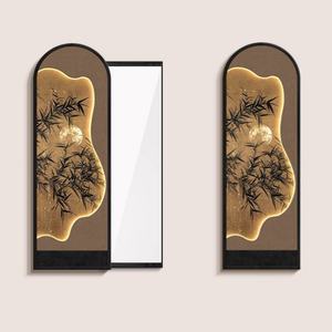 Espejo de pared decorativo estilo crema con textura floral, diseño oculto, arte mural extraíble, espejo LED para entrada, pintura de porcelana de cristal - Product Image 4