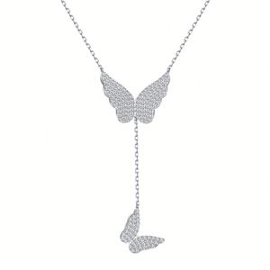 Ensemble de bijoux en argent sterling S925 classique avec zircon en forme de papillon pour femmes, cadeau de fiançailles, de mariage, collier, boucles d'oreilles, bague - Product Image 4