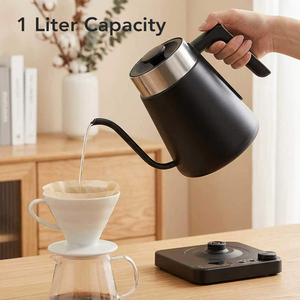 Chaleira Elétrica de Aço Inoxidável para Café com Controle Computadorizado, Design Sem Fio, Base Rotacional de 360 Graus para Uso em Hotel - Product Image 3