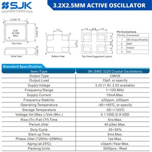 KYOCERA KC3225Z ECS 3225MV Cross-ref <span class=keywords><strong>3.2X2.5Mm</strong></span> Bộ Dao Động Tinh Thể 4 Chân 15pF 1.6 ~ 3.6V XO SMD -SJK- - Product Image 3