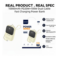 Batterie externe 10000 mAh PD 20W QC à charge rapide, protocole complet, double câble, affichage numérique LED, mini chargeur pour téléphone, idéal pour l'extérieur