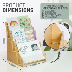 Estante de madera para libros de escritorio, organizador de revistas de 3 niveles para oficina, hogar, ferias de artesanía, expositor de ferias comerciales, soporte de almacenamiento - Product Image 2