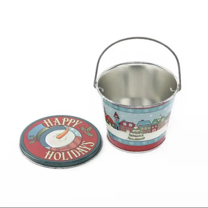 Quảng Châu Nhà Máy Tùy Chỉnh Giáng Sinh Bỏng Ngô Hộp Với Nắp Nhỏ Trang Trí Kẹo Cookie Bỏng Ngô Tin Xô Với Xử Lý - Product Image 2