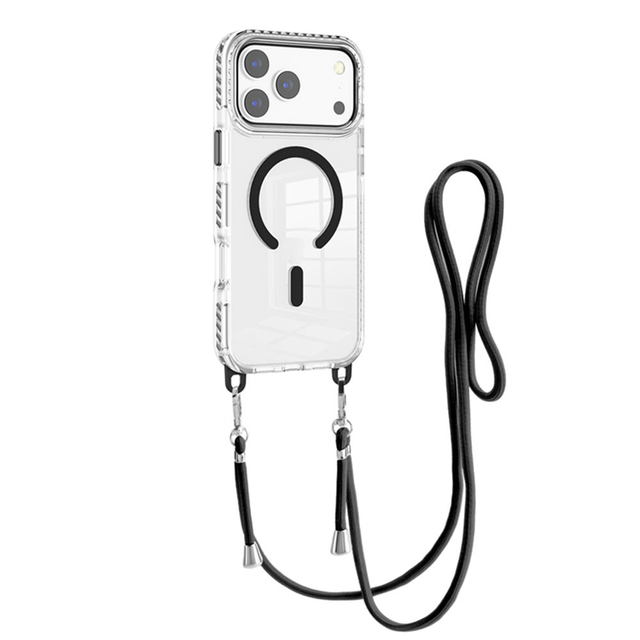 Crossbody Lanyard Strap Phone Case for iPhone 11 12 14 15 16 17 Pro Max Magnetic Cover With Dual Color Bumper Mobile Phone Cases