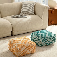 Housse de pouf bohème multicolore à rayures géométriques, coussin de siège tissé multicolore pour la décoration intérieure, lavable en machine