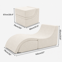 Fauteuil de salon moderne et écologique en éponge, ergonomique, convertible, avec ottoman peu encombrant pour la maison
