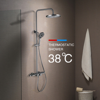Ensemble de robinetterie de douche de luxe en laiton pour plafond, avec pommeau de douche pluie et jet doux, douchette à main, valve en céramique, finition chromée, garantie 5 ans, pour usage hôtelier