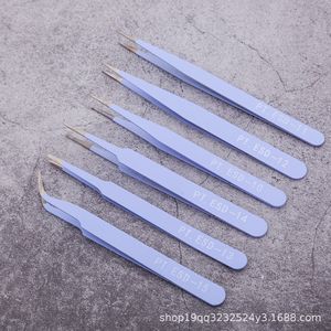 แหนบสีชมพูสแตนเลส 1 มม. แบบตรง แบบโค้ง แบบแบน แหนบสี ESD แหนบสำหรับงานเสริมสวยและทำเล็บ DIY ชุด 6 ชิ้น - Product Image 2