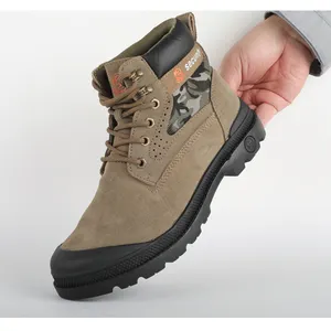 Çatılar için erkek iş ayakkabısı aşınmaya dayanıklı endüstriyel çelik ayak inşaat ayakkabı su geçirmez özel logo güvenlik ayakkabıları botları