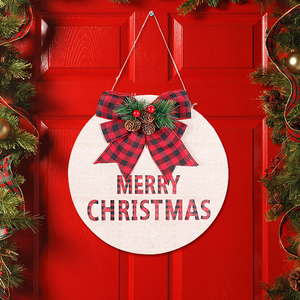 New Eco-friendly Round <b>Wooden</b> Christmas <b>Plaques</b> Customizable Designs for Outdoor Wall Door & Balcony Hanging - Product Image 3