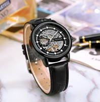 Montre mécanique squelette pour homme Winner, étanche, boîtier en acier, montre-bracelet tendance, boîtier transparent, montre pour homme