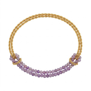 18k Gold Plated Stainless Steel Natural Stone Beaded <b>Bracelet</b> Twisted Chain Adjustable Jewelry for Women - Product Image 3