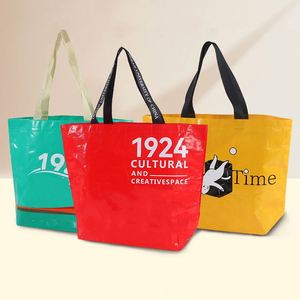 Sac fourre-tout promotionnel personnalisé pas cher, publicitaire, coloré, imprimé, en polypropylène tissé, sac de shopping mignon rose en PP tissé - Product Image 2