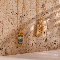 Nouveau design bijoux de noël cadeau coloré géométrique significatif lune soleil amant acier inoxydable tarot colliers pour femmes