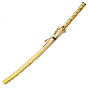 חרב זהב קטאנה חזקה ועמידה אביזרי מתכת סמוראי יפני אמיתי