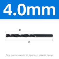 Foret hélicoïdal HSS de 4 mm à tige droite en acier rapide oxydé noir pour métal, bois et plastique