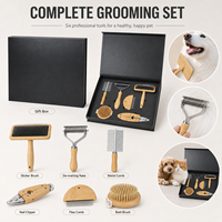 Kit de toilettage pour chat, brosse en bambou, peigne double face, coupe-ongles pour les soins quotidiens des animaux de compagnie