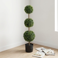 Arbre Topiaire Artificiel en Buis PE de 90 cm, 3 Boules, Résistant aux UV, Écologique, Plante Artificielle en Pot pour Jardin et Hôtel (Vente en Gros)