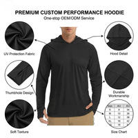 Sweat à capuche personnalisé en microfibre de haute qualité à manches longues, résistant aux UV, séchage rapide, respirant, pour hommes, avec impression élargie pour club de pêche