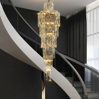 Beauté De Luxe Cristal Délicat Moderne Lustre Luminaires Villa Duplex Lobby Salon pendentif Escalier Grand Lustre