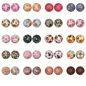 Al por mayor, cuentas sueltas redondas de silicona de 15mm con estampado de leopardo por transferencia de agua para manualidades DIY, cadenas de dentición para chupetes de bebé y suministros de artesanía - Product Image 3