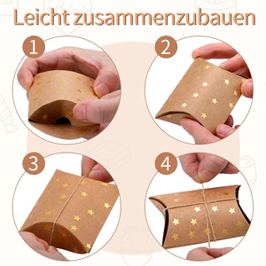 Cajas de Regalo Pequeñas Tipo Almohada, Cajas de Regalo de Papel Kraft para Año Nuevo, Cajas de Regalo Tipo Almohada Navideñas con Cuerda para Bodas, Cumpleaños y Fiestas - Product Image 6