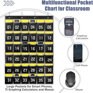 Classroom Cell <b>Phone</b> Organizer 36 Pockets Black <b>Wall</b> Door Hanging Storage Pocket Chart For Neatening And Organization - Product Image 3