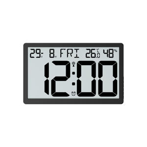 Ewetime LCD 대형 스크린 벽시계 실내 온도/습도 및 7 개 언어 주 디스플레이 무선 제어 기능 무료 샘플 - Product Image 2